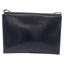 LOEWE Anagram Shoulder Bag Leather Navy Gold Auth 180071-2