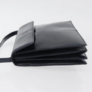 LOEWE Anagram Shoulder Bag Leather Navy Gold Auth 180071-4