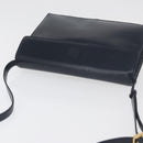 LOEWE Anagram Shoulder Bag Leather Navy Gold Auth 180071-6