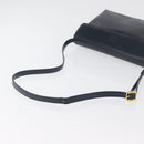 LOEWE Anagram Shoulder Bag Leather Navy Gold Auth 180071-7