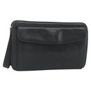 CELINE Clutch Bag Leather Black Gold Auth 180072-1