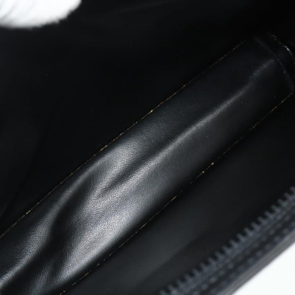 CELINE Clutch Bag Leather Black Gold Auth 180072