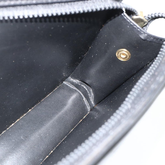 CELINE Clutch Bag Leather Black Gold Auth 180072