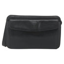 CELINE Clutch Bag Leather Black Gold Auth 180072-2