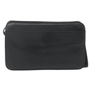 CELINE Clutch Bag Leather Black Gold Auth 180072-3