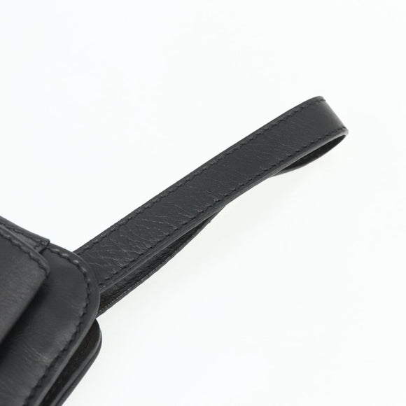 CELINE Clutch Bag Leather Black Gold Auth 180072