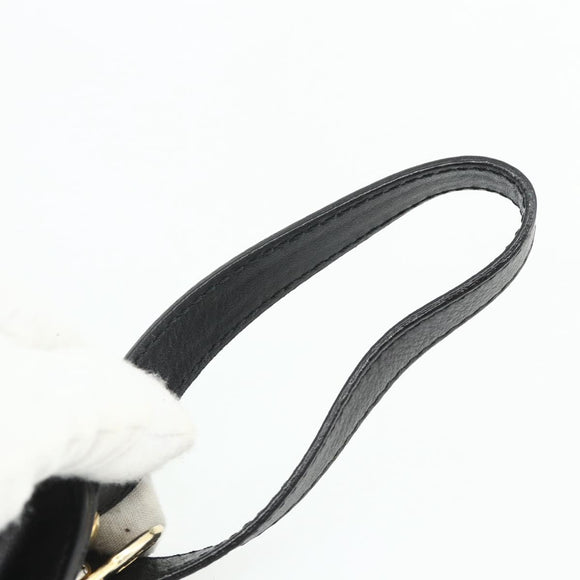 CELINE Clutch Bag Leather Black Gold Auth 180072