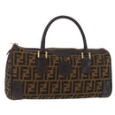 FENDI Zucca Canvas Hand Bag Black Brown Auth 180075-1
