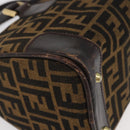 FENDI Zucca Canvas Hand Bag Black Brown Auth 180075-11