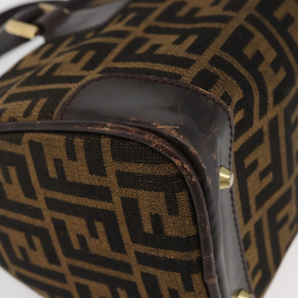 FENDI Zucca Canvas Hand Bag Black Brown Auth 180075