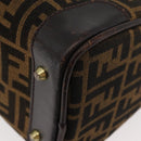 FENDI Zucca Canvas Hand Bag Black Brown Auth 180075-15