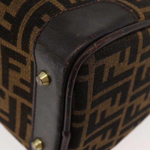 FENDI Zucca Canvas Handtas Zwart Bruin Auth 180075