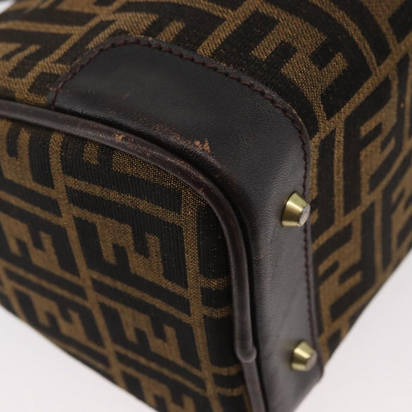 FENDI Zucca Canvas Hand Bag Black Brown Auth 180075