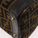 FENDI Zucca Canvas Hand Bag Black Brown Auth 180075-17