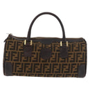 FENDI Zucca Canvas Hand Bag Black Brown Auth 180075-13