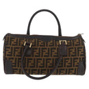 FENDI Zucca Canvas Hand Bag Black Brown Auth 180075-2