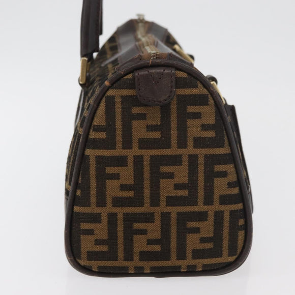 FENDI Zucca Canvas Hand Bag Black Brown Auth 180075