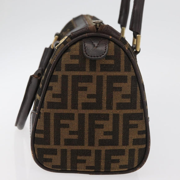 FENDI Zucca Canvas Hand Bag Black Brown Auth 180075