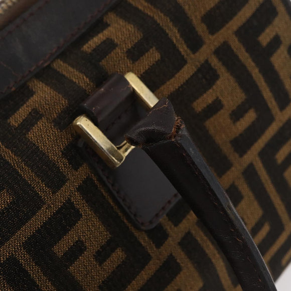 FENDI Zucca Canvas Handtas Zwart Bruin Auth 180075
