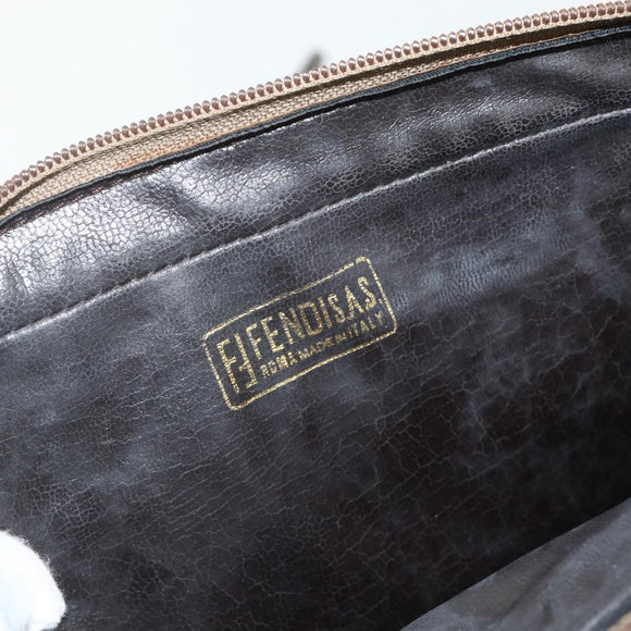 FENDI Zucchino Canvas Shoulder Bag Beige Auth 180076