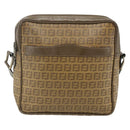 FENDI Zucchino Canvas Shoulder Bag Beige Auth 180076-13