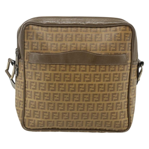 FENDI Zucchino Canvas Shoulder Bag Beige Auth 180076