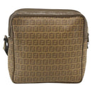 FENDI Zucchino Canvas Shoulder Bag Beige Auth 180076-2