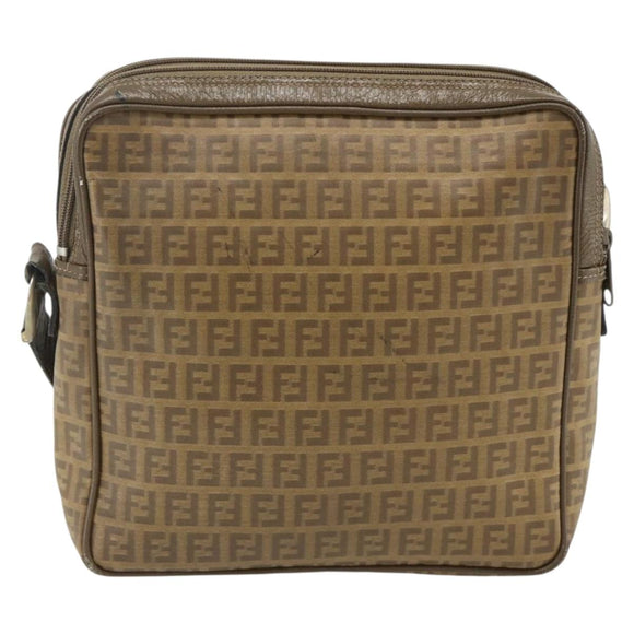 FENDI Zucchino Canvas Shoulder Bag Beige Auth 180076