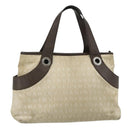 BVLGARI Logo Mania Hand Bag Canvas Beige Silver Auth 180078-1