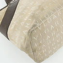 BVLGARI Logo Mania Hand Bag Canvas Beige Silver Auth 180078-11
