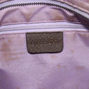 BVLGARI Logo Mania Hand Bag Canvas Beige Silver Auth 180078-15