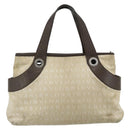BVLGARI Logo Mania Hand Bag Canvas Beige Silver Auth 180078-2
