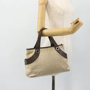 BVLGARI Logo Mania Hand Bag Canvas Beige Silver Auth 180078-22
