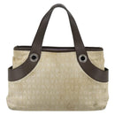 BVLGARI Logo Mania Hand Bag Canvas Beige Silver Auth 180078-3