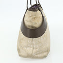 BVLGARI Logo Mania Hand Bag Canvas Beige Silver Auth 180078-5