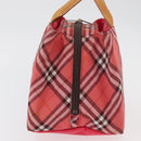 BURBERRY Nova Check Blue Label Hand Bag Nylon Pink Silver Auth 180079-4