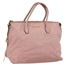 Miu Miu Hand Bag Leather Pink Gold Auth 180081-1