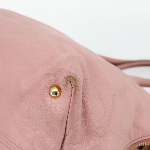 Miu Miu Hand Bag Leather Pink Gold Auth 180081