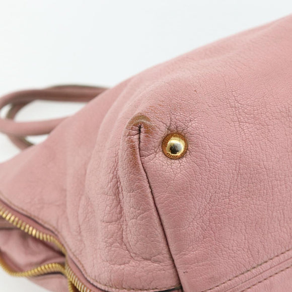 Miu Miu Hand Bag Leather Pink Gold Auth 180081