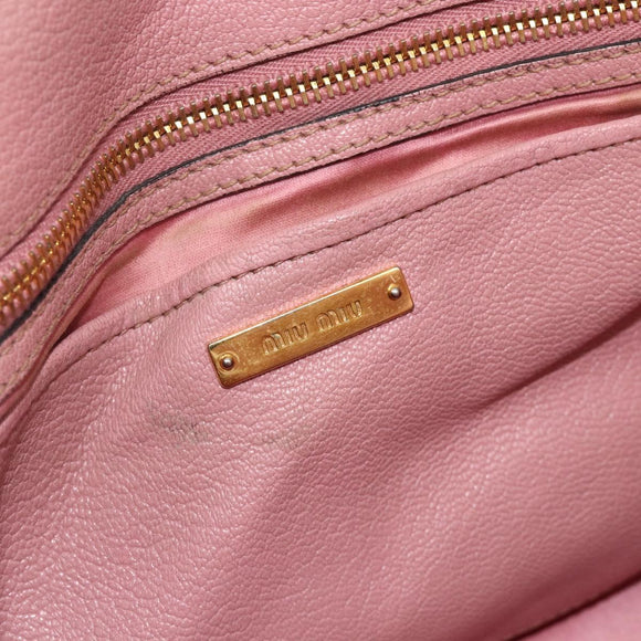 Miu Miu Hand Bag Leather Pink Gold Auth 180081