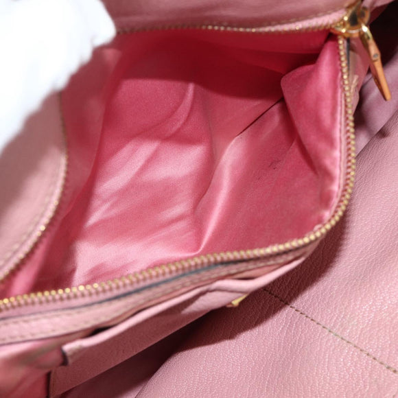 Miu Miu Hand Bag Leather Pink Gold Auth 180081