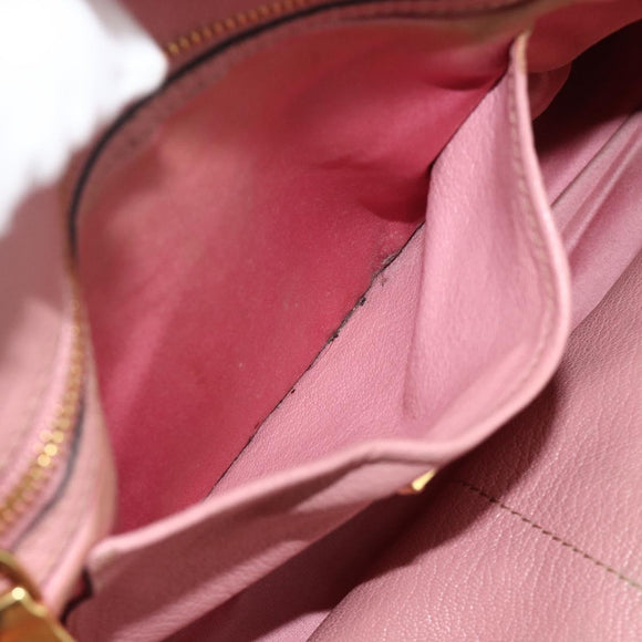 Miu Miu Hand Bag Leather Pink Gold Auth 180081