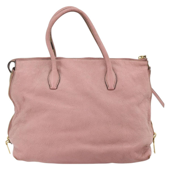 Miu Miu Hand Bag Leather Pink Gold Auth 180081