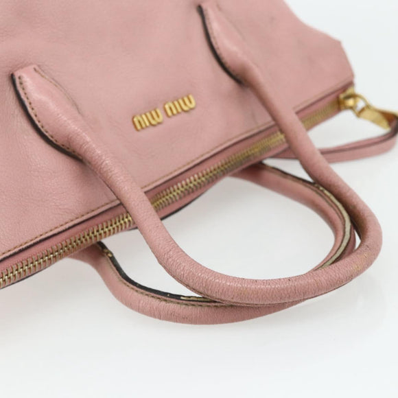 Miu Miu Hand Bag Leather Pink Gold Auth 180081