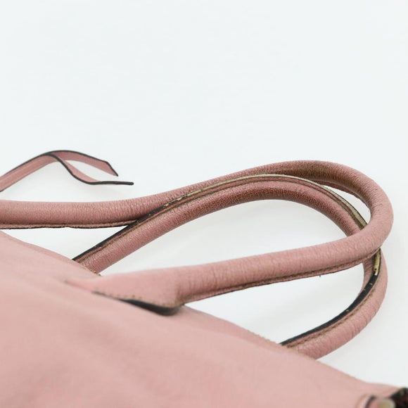 Miu Miu Hand Bag Leather Pink Gold Auth 180081