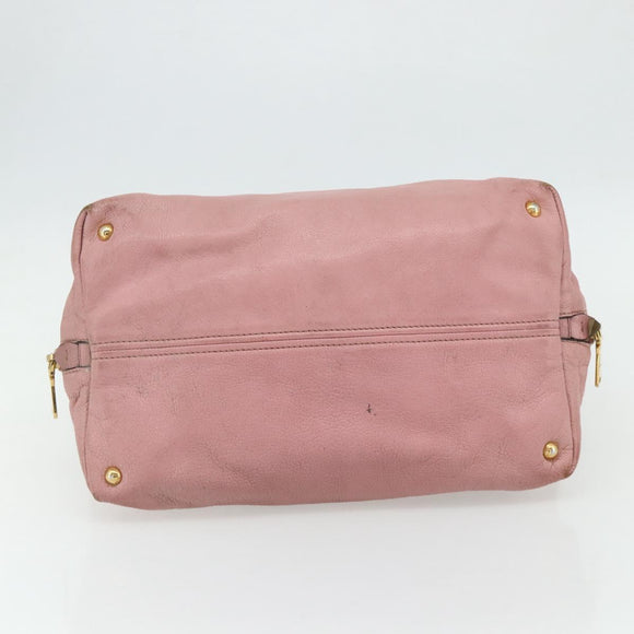Miu Miu Hand Bag Leather Pink Gold Auth 180081