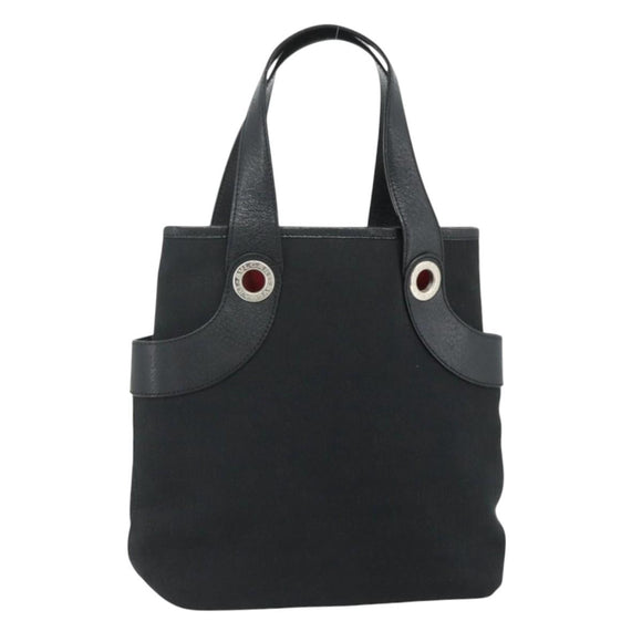 BVLGARI Logo Mania Hand Bag Canvas Black Silver Auth 180084