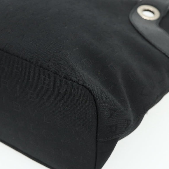 BVLGARI Logo Mania Hand Bag Canvas Black Silver Auth 180084