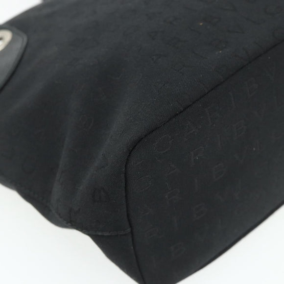 BVLGARI Logo Mania Hand Bag Canvas Black Silver Auth 180084