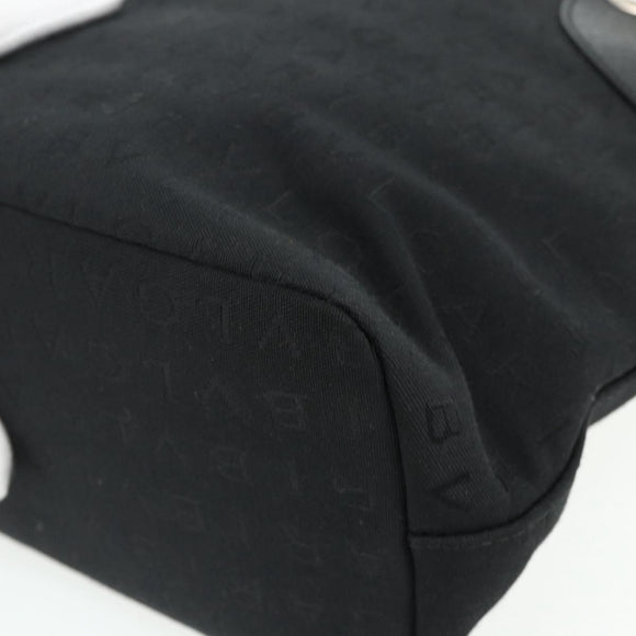 BVLGARI Logo Mania Hand Bag Canvas Black Silver Auth 180084